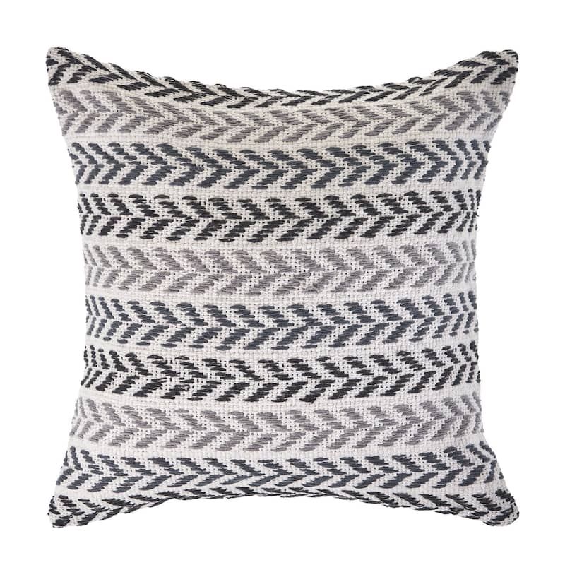 HomeRoots Set of Four 18" X 18" Black Beach Chevron Cotton Zippered Pillow