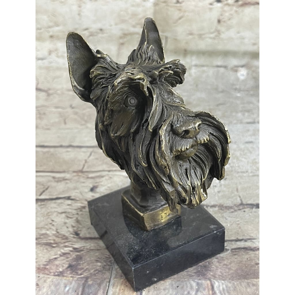 100 Percent Solid Bronze Schnauzer Scottish Terrier Dog Animal Bookend Sculpture Figurine