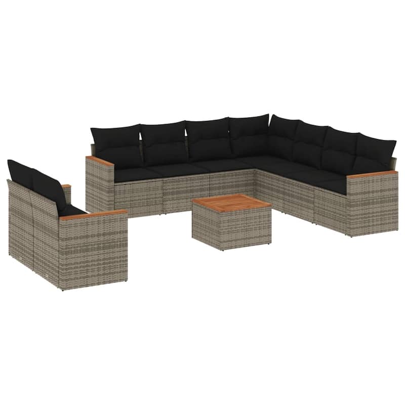 vidaXL Garden Sofa Set Black - 24.4 x 24.4 x 27.2