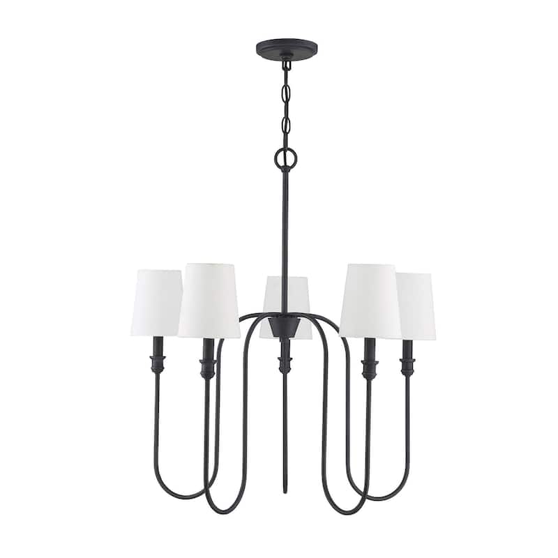 Meridian M10077 5 Light 27" Wide Chandelier with Fabric Shade