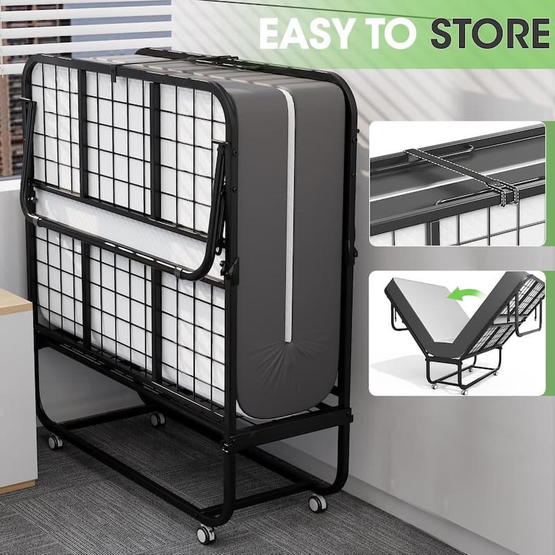 75” x 31.5” Folding Bed with 5 Inch Memory Foam Mattress, Portable Rollaway Guest bed for Adults with Dustproof Bag