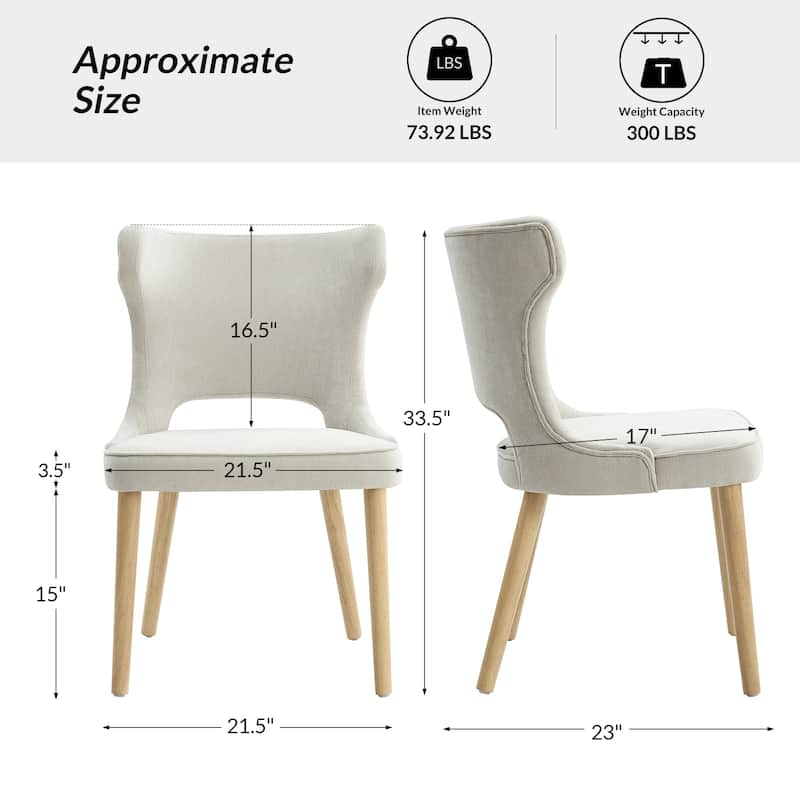 Rita Mid-century Modern Dining Chair with Solid Wood Legs Set of 2 by HULALA HOME