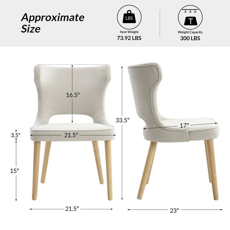Rita Mid-century Modern Dining Chair with Solid Wood Legs Set of 6 by HULALA HOME