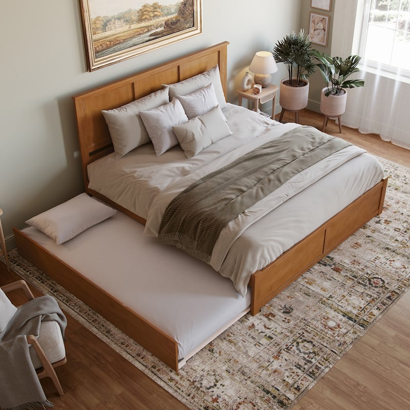 AFI Madison Platform Bed with Footboard & Twin XL Trundle