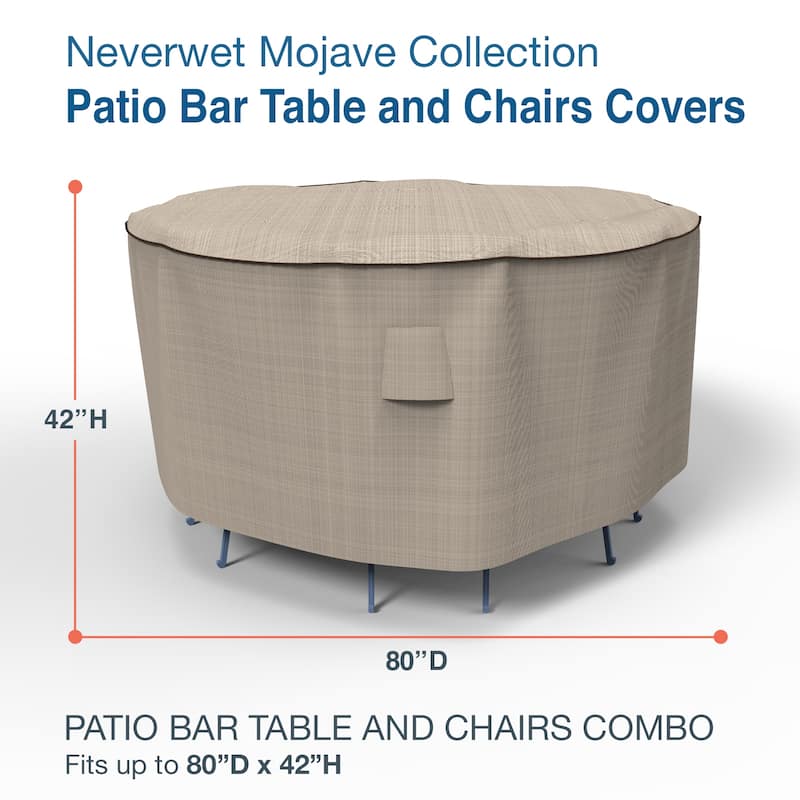 Budge StormBlock™ Mojave Black Ivory Patio Bar Table and Chairs Cover Multiple Sizes