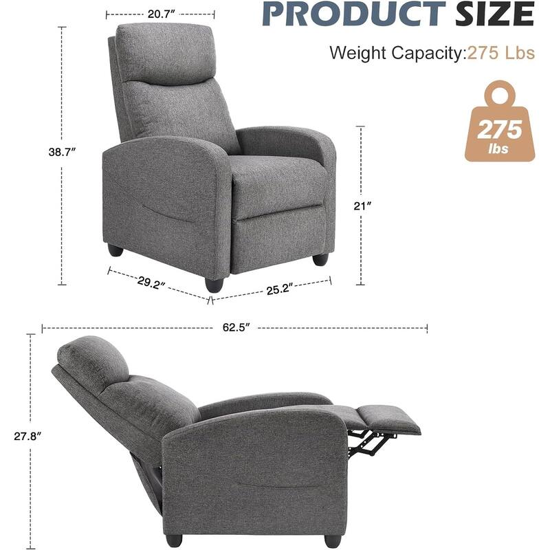 Recliner Chair for Living Room - Massage PU Leather Recliner Sofa with Lumbar Support, Home Theater Seating