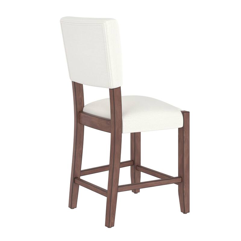 Roomfitters Modern Bar Stools Set of 2, Counter Height Bar Chairs with Back, Linen Upholstered Seats, Solid Wood Legs, Beige