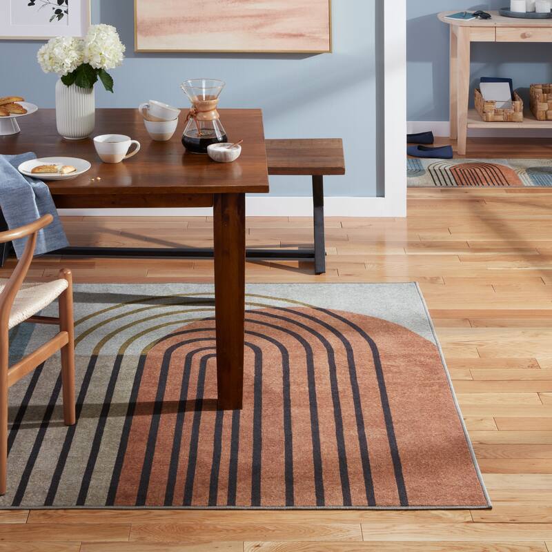 TOWN & COUNTRY EVERYDAY Avani Retro Arch Everwash Washable Non-Slip Backing Area Rug