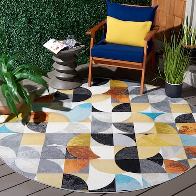 SAFAVIEH Barbados Nery Mid-Century Modern Abstract Waterproof Patio Backyard Rug