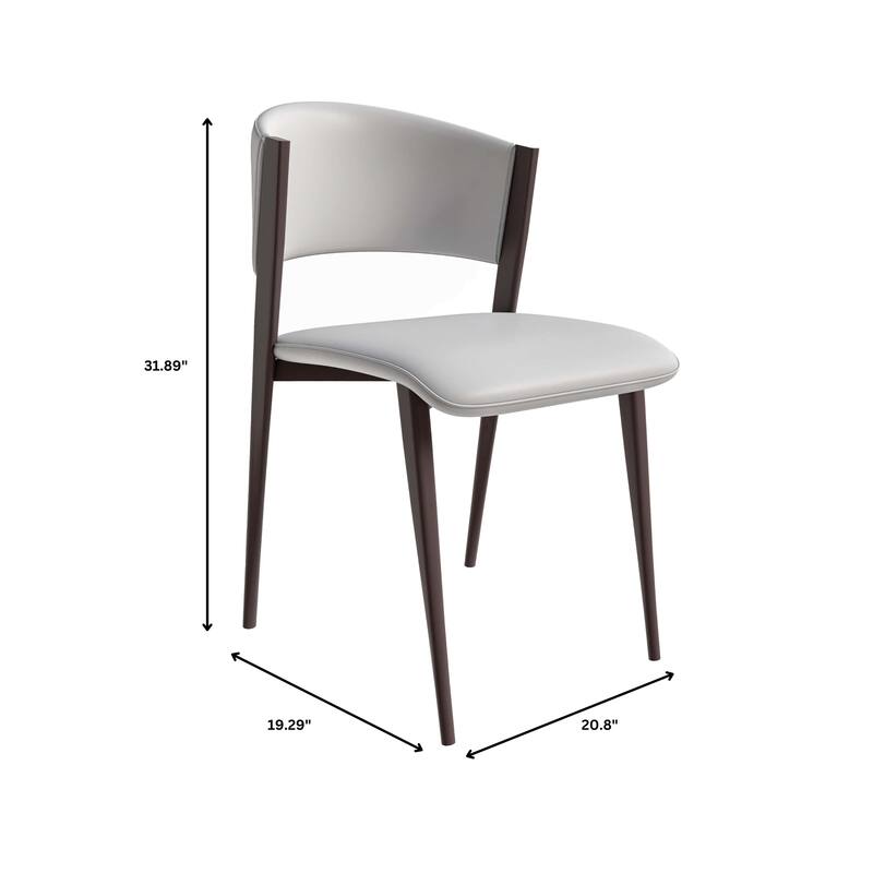 Leather Dining Chairs with Iron Legs and Open-Back Design Aspen Series Set of 2