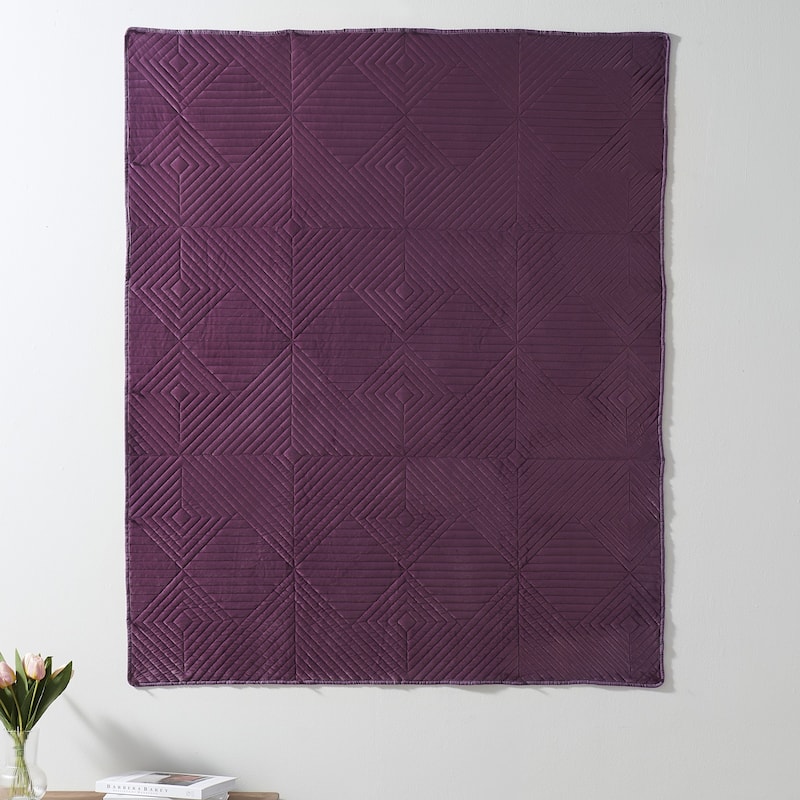 Barefoot Bungalow Riviera Velvet Quilted Modern Throw Blanket