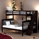 preview thumbnail 1 of 40, Twin-Over-Full Bunk Bed with Storage and Guardrail Espresso
