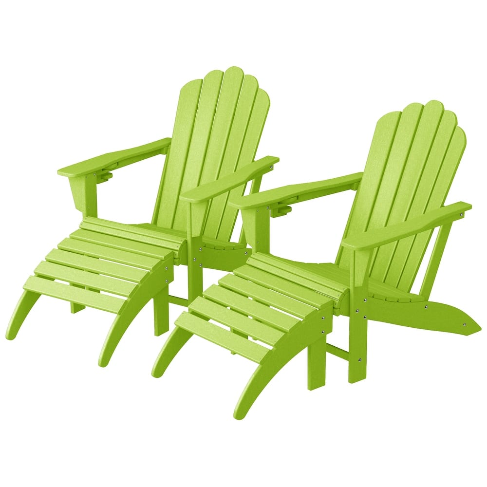 Aderson Outdoor Poly Adirondack Chair with Ottoman 4-Piece Set