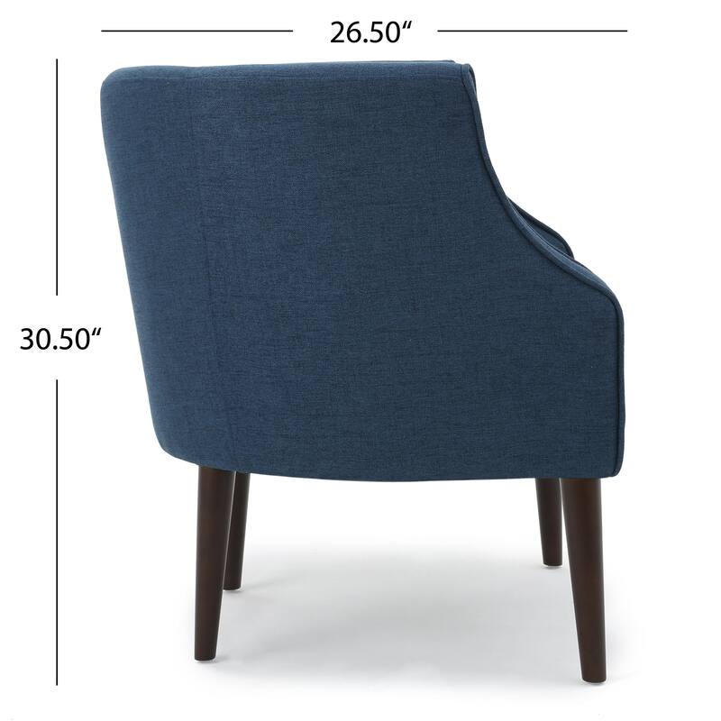 Fabric Modern Club Chair with Button-Tufted Back and Birch Wood Legs