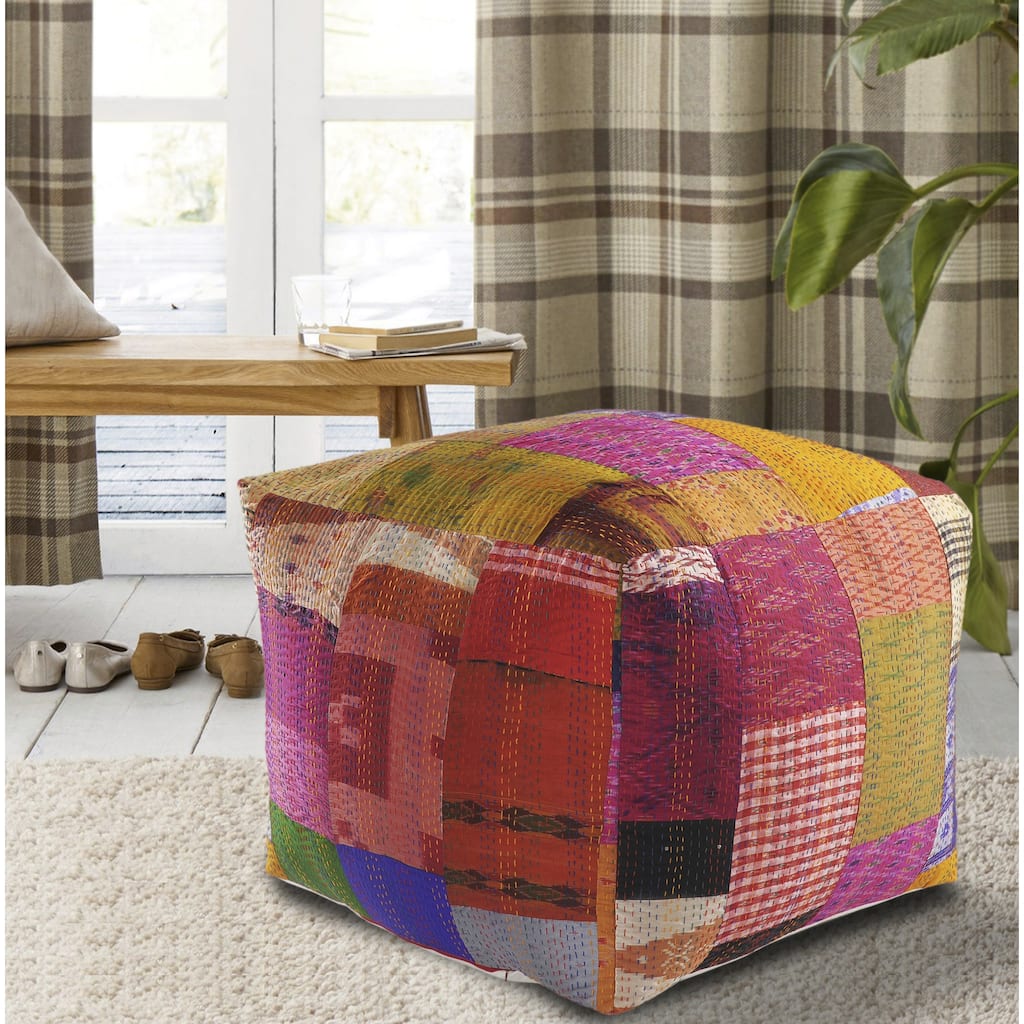 Sevita Multi-Colored Kantha Pouf
