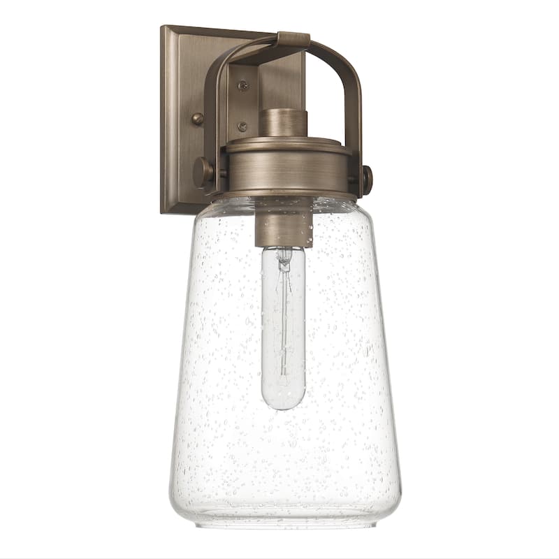 Gage Seedy Glass and Metal Wall Mounted Outdoor Light - 7.1"L x 6.5"W x 14.5"H