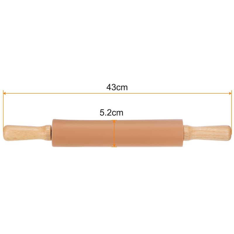 2pcs Silicone Rolling Pins for Baking Cooking - Brown - 43cm x 5.2cm
