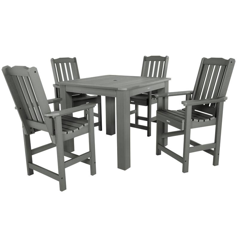 Lehigh 5-piece Outdoor Counter Height Dining Set - 42" x 42" Table - Coastal Teak