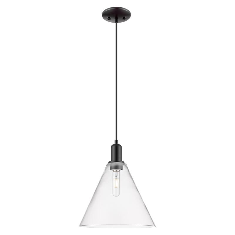 Innovations Lighting Endless Possibilities Arcadia - Berkshire Glass - 1 Light 12" Cord Hung Mini Pendant - Clear/Matte Black