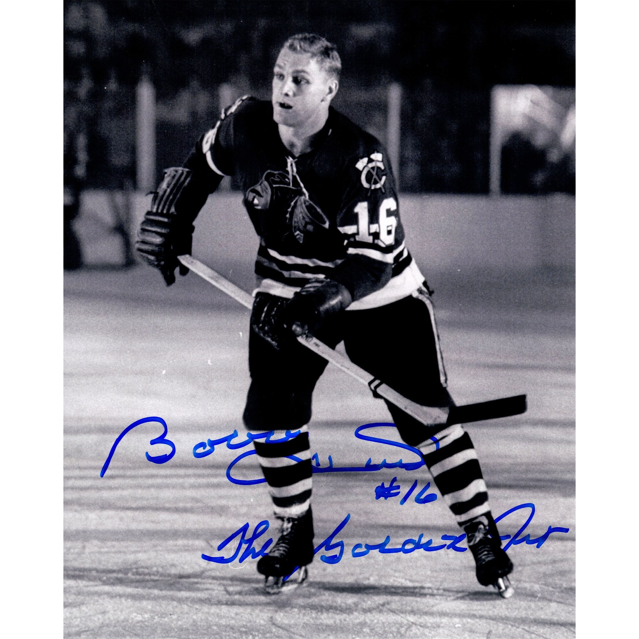 Bobby Hull Chicago Blackhawks Bw 8x10 Photo Wthe Golden Jet