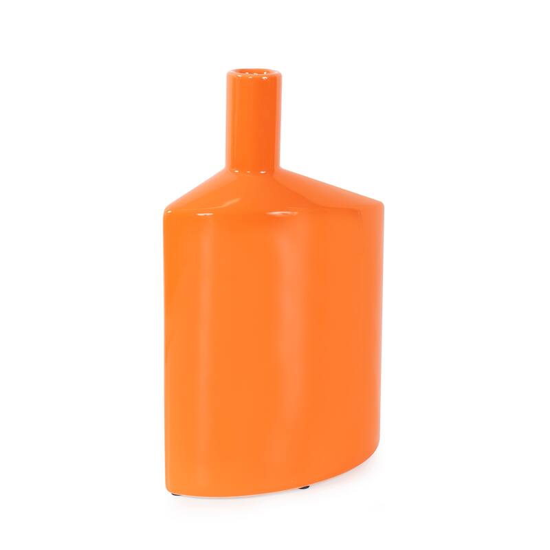 Allan Andrews Contemporary Glossy Orange Ceramic Vase