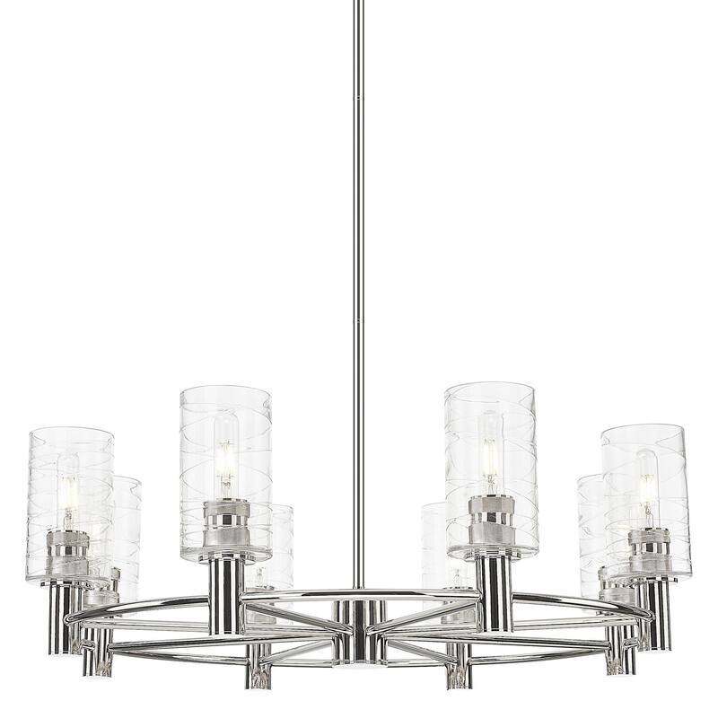 Innovations Lighting 434-8CR-10-32 Crown Point Chandelier Crown Point - Polished Nickel / Deco Swirl