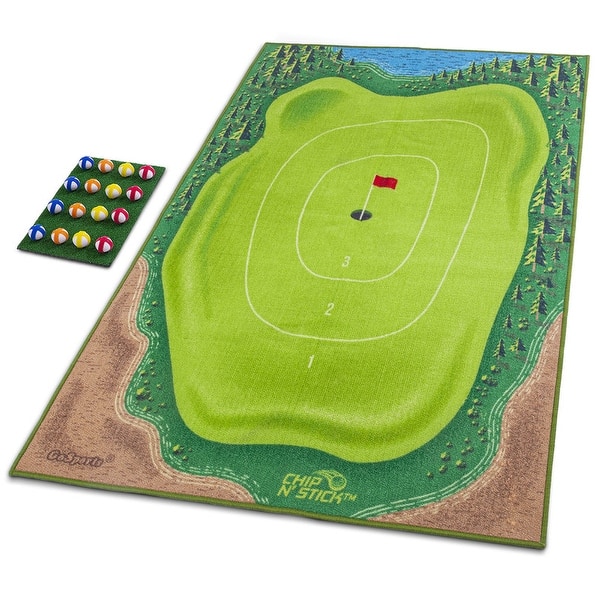 slide 2 of 7, GoSports Chip N’ Stick Golf Game | Includes 1 Chip N’ Stick Game Mat, 16 Grip Golf Balls, and Chipping Mat