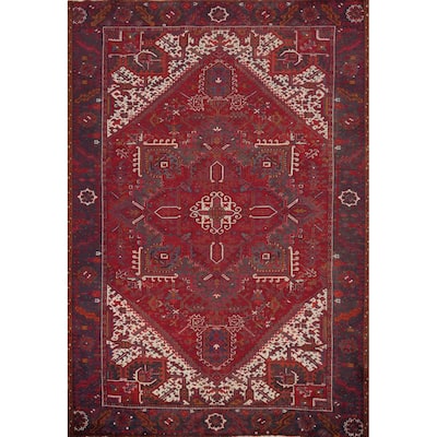Hand Knotted Oriental 100% Wool Carpet Traditional Medallion Red Heriz Area Rug - 12' 10'' X 9' 10''