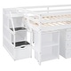 preview thumbnail 56 of 57, Artsy Full Size Loft Bed with Retractable Writing Desk and 3 Drawers, Wooden Loft Bed with Storage Stairs and Shelves, Espresso