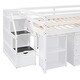 preview thumbnail 17 of 18, Artsy Full Size Loft Bed with Retractable Writing Desk and 3 Drawers, Wooden Loft Bed with Storage Stairs and Shelves, White