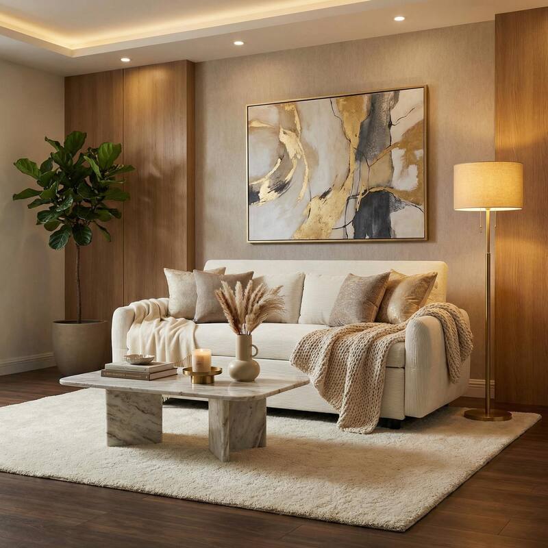 HOMYLIN 57.48" Beige 2 Seat Sleeper Sofa with USB, Pull-Out Sofa Bed - Beige