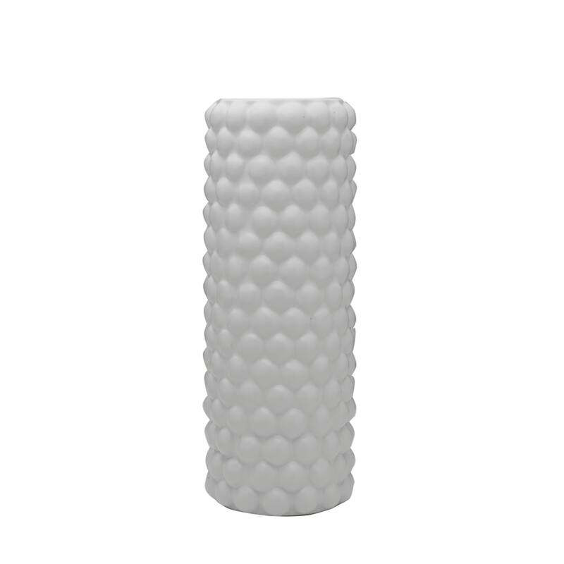 Elements White Cable Knit Ceramic Vase, 16 Inch