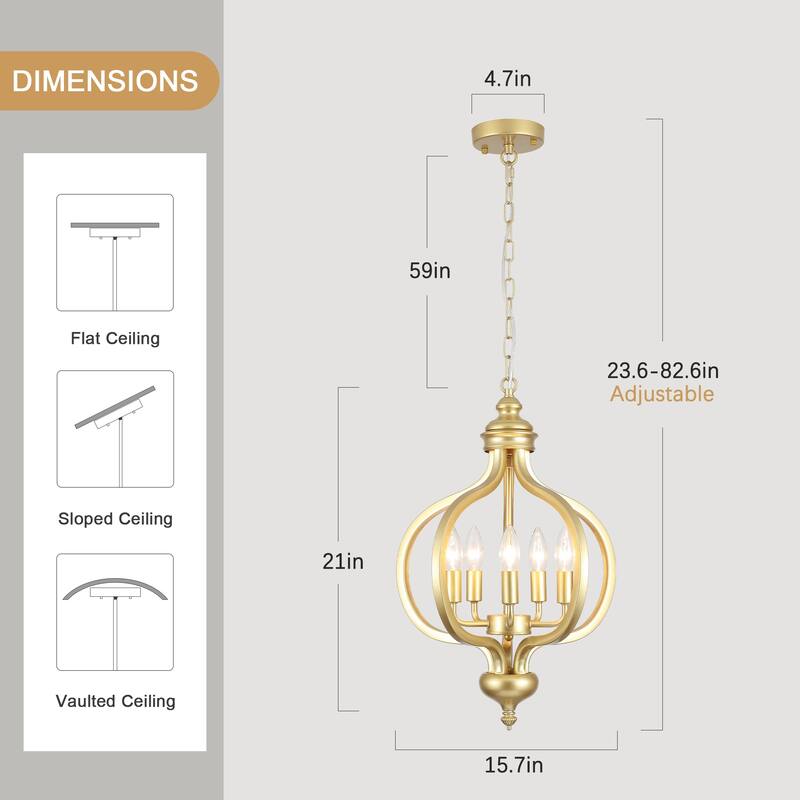 5-Light Candlestick Hanging Linear Chandelier Lighting Island Chandelier Fixture for Kitchen Island