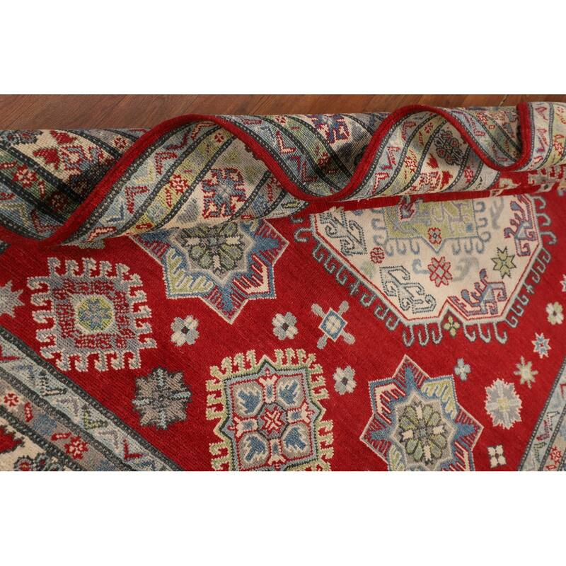 Red Kazak Oriental Area Rug Bedroom Hand-Knotted Wool Carpet - 5'0" x 6'9"