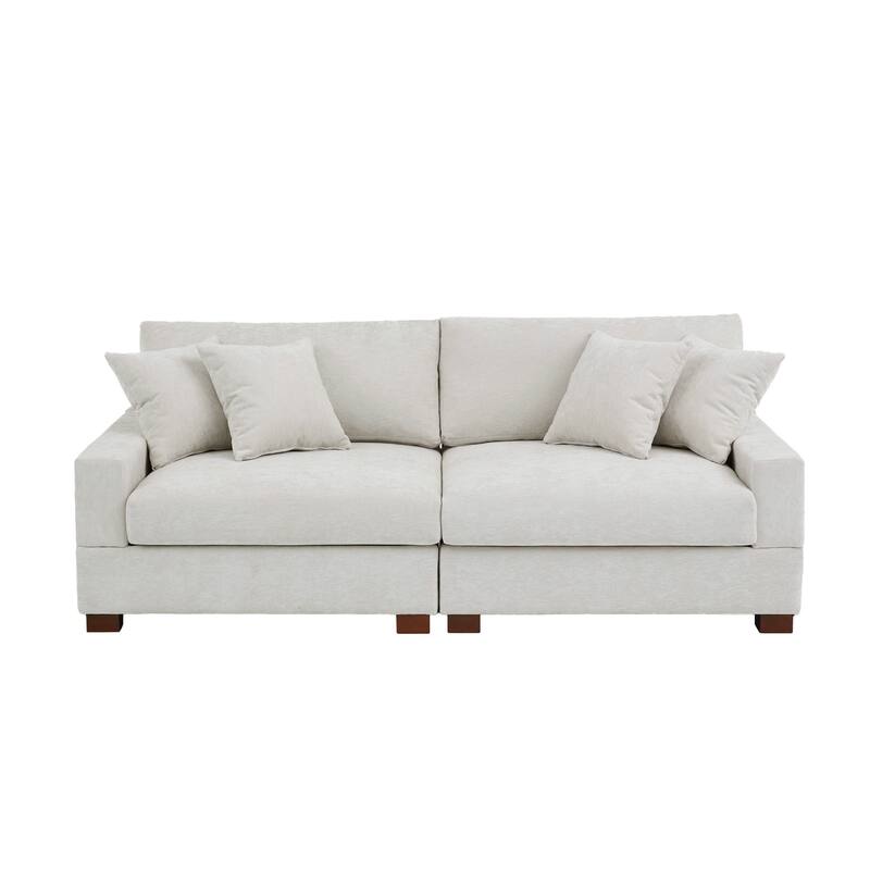 Oversized Chenille Modular Sectional Sofa With Deep Seat