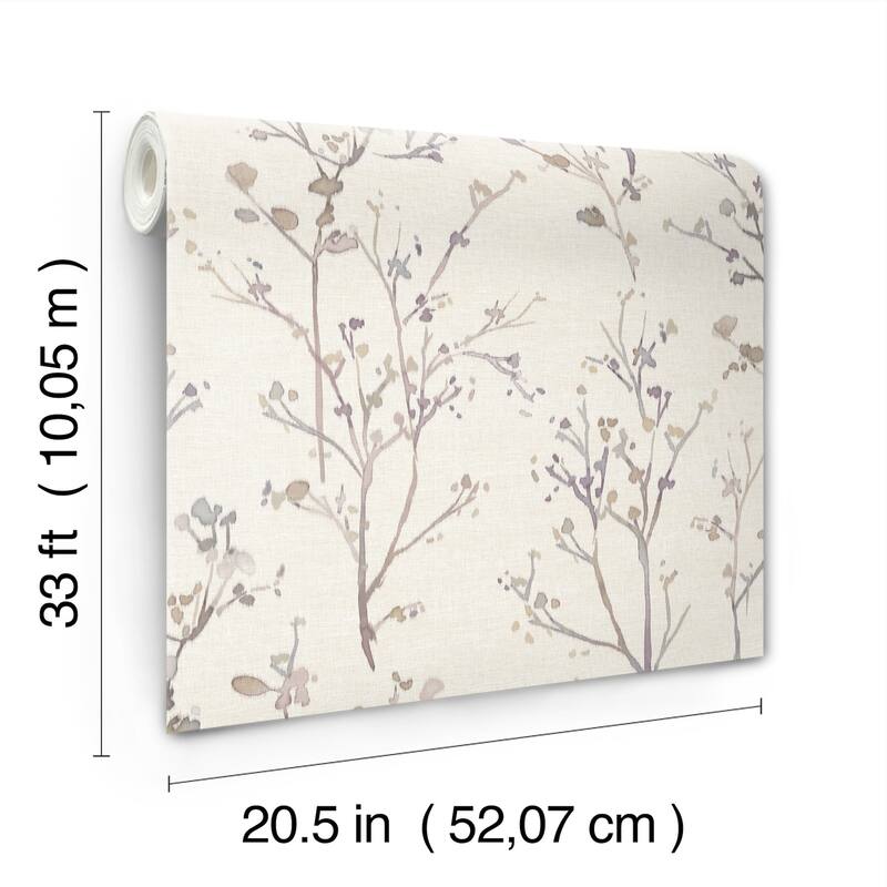 A-Street Prints Silverling Lavender Budding Branches Wallpaper