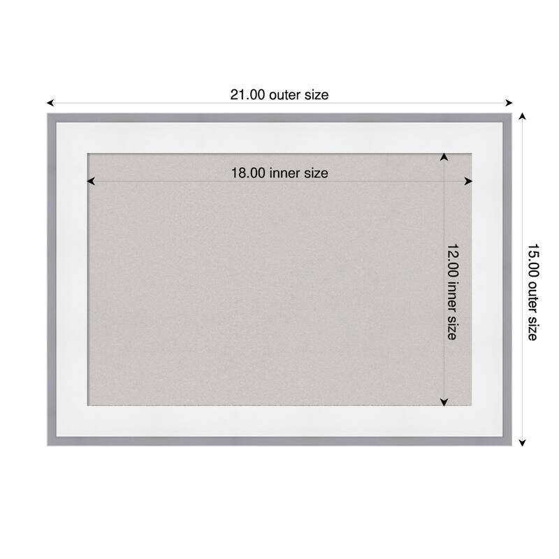 Maya White Silver Framed Cork Board - Bulletin Board, Organization Board, Pin Board - Grey - 21 x 15 in