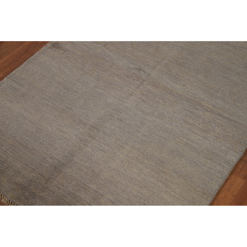 Gray & Beige Gabbeh Modern Foyer Rug Handmade Wool Carpet - 3'4"x 4'10"