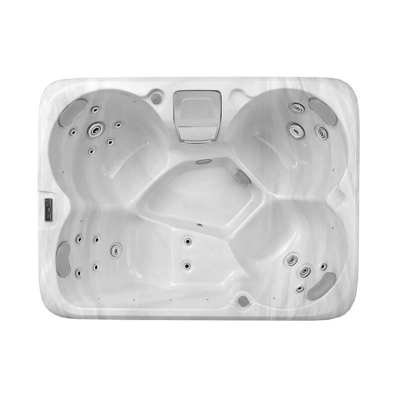 4-Person 20-Jet Premium Acrylic Rectangle Outdoor SPA Hot Tub with Bluetooth Speaker - Two-step Ladder - PU Cover