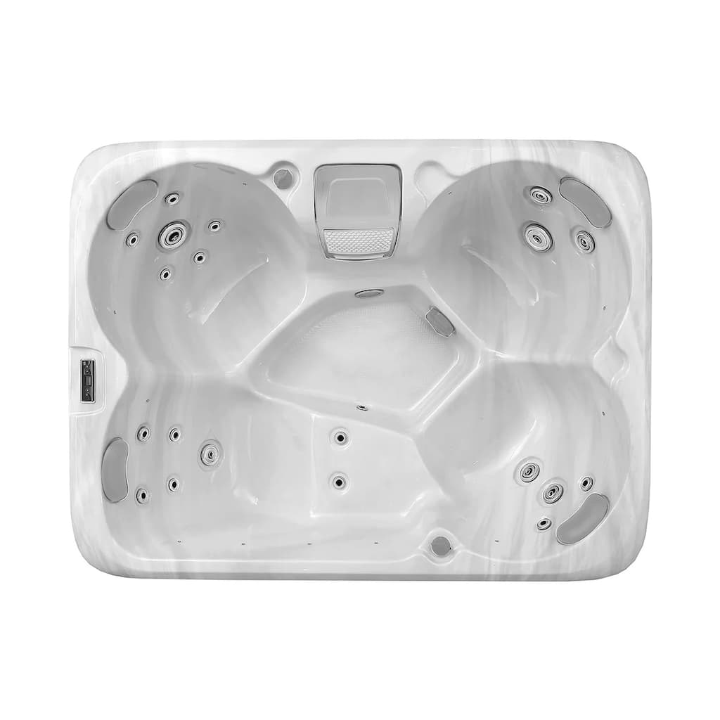 4-Person 20-Jet Premium Acrylic Rectangle Outdoor SPA Hot Tub with Bluetooth Speaker - Two-step Ladder - PU Cover