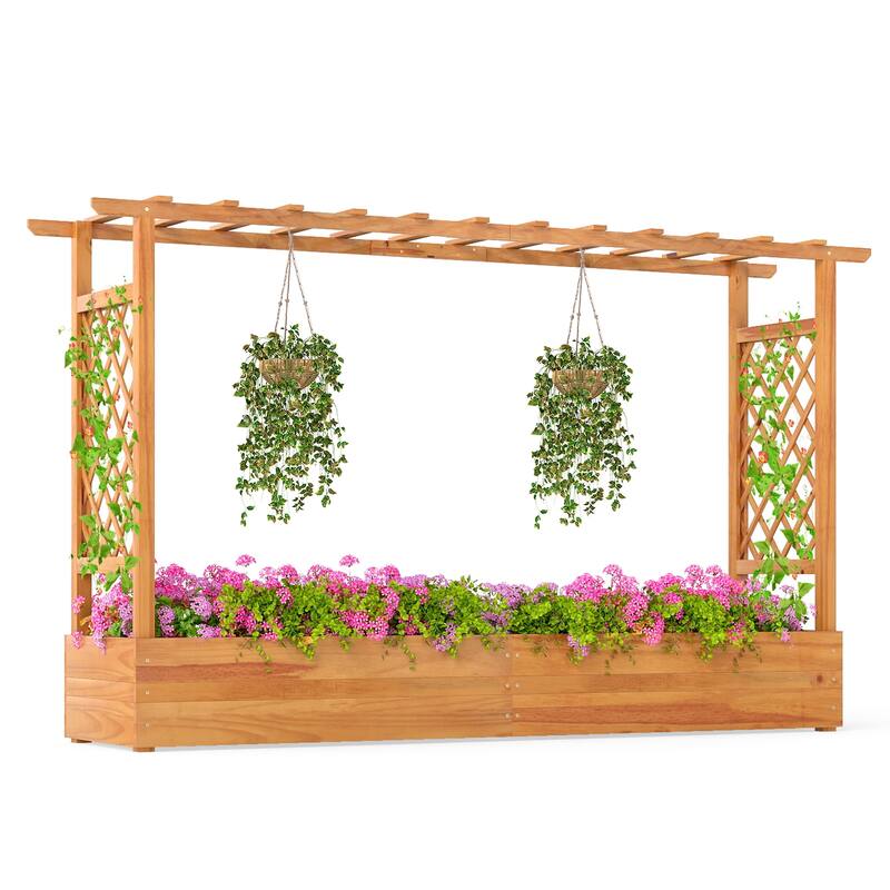 Costway 1/2 PCS 45” Raised Garden Bed with Trellis with Hanging Roof, - 1 PCS