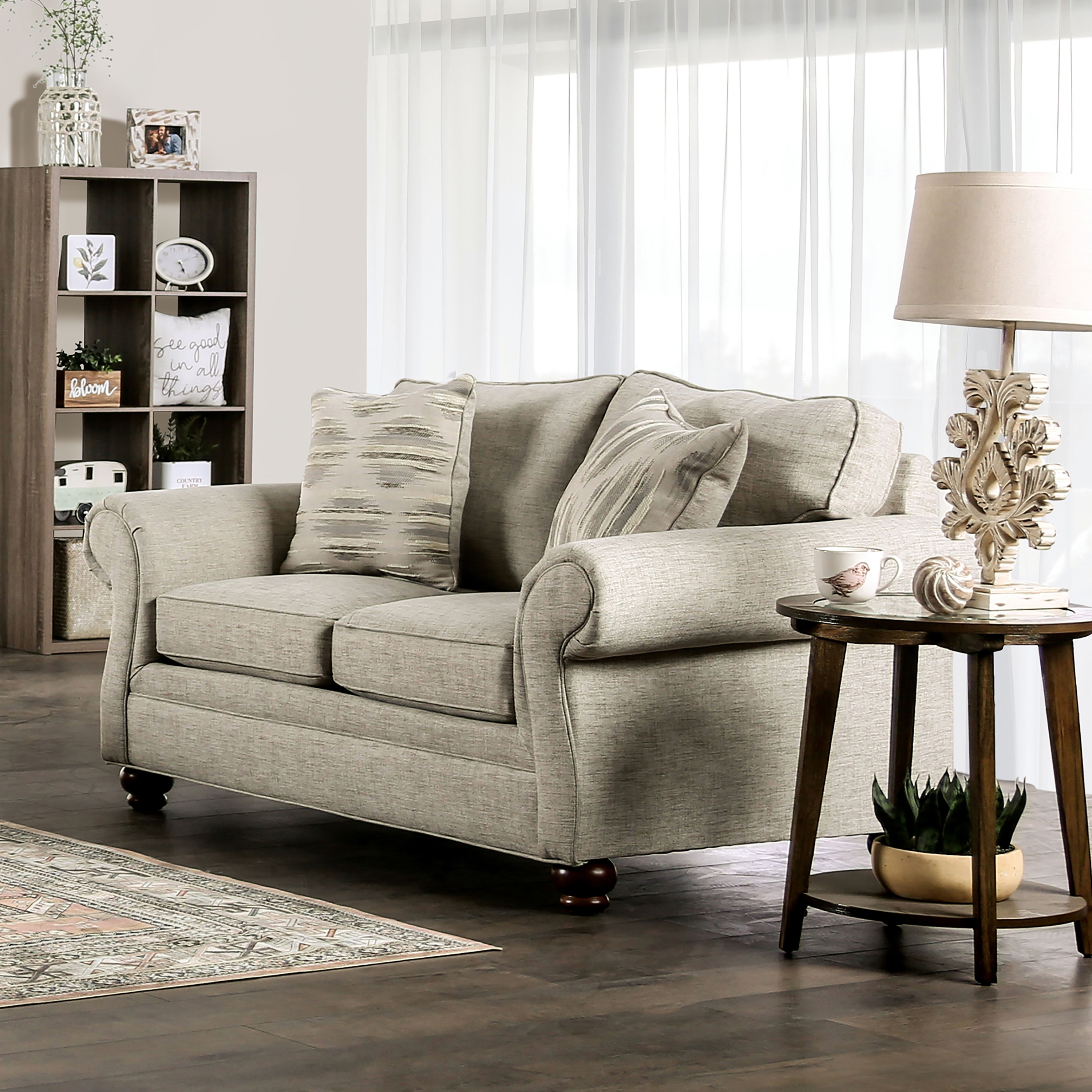 Furniture of America Chetbert Transitional Cream Upholstered Loveseat
