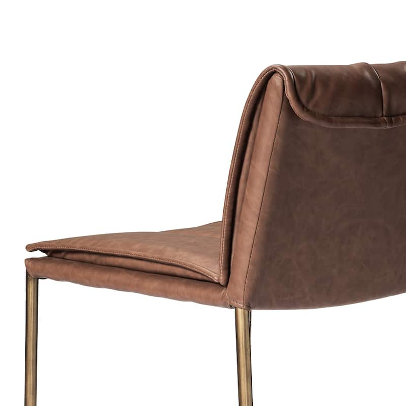 Maven Lane Gerard Bar Metal & Vegan Leather Kitchen Dining Stool