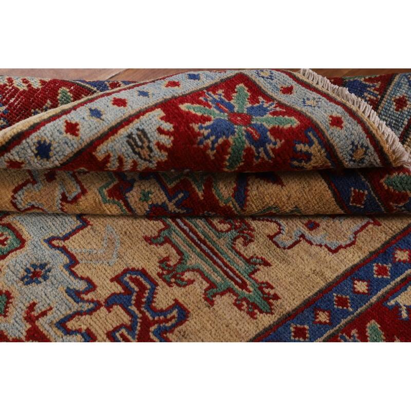 Geometric Kazak Accent Rug Handmade Traditional Wool Carpet - 3'3" x 5'1"
