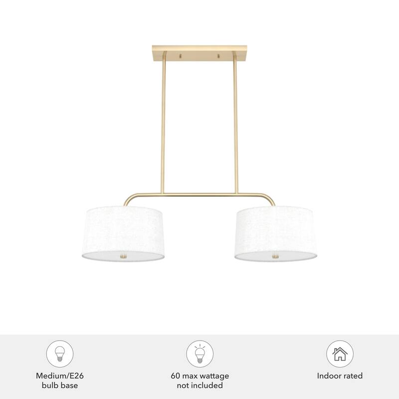 Hunter Cottage Hill Linear Chandelier - Dining Room, Kitchen Island - Modern, Transitional - Fabric Shades