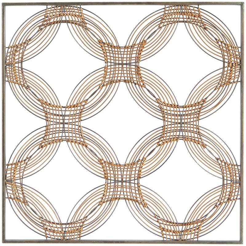 Metal Geometric Quatrefoil Wall Decor with Black Frame - Brown - Roche River Decor - Brown