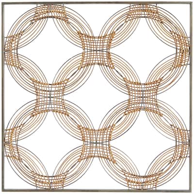 Metal Geometric Quatrefoil Wall Decor with Black Frame - Brown - Roche River Decor