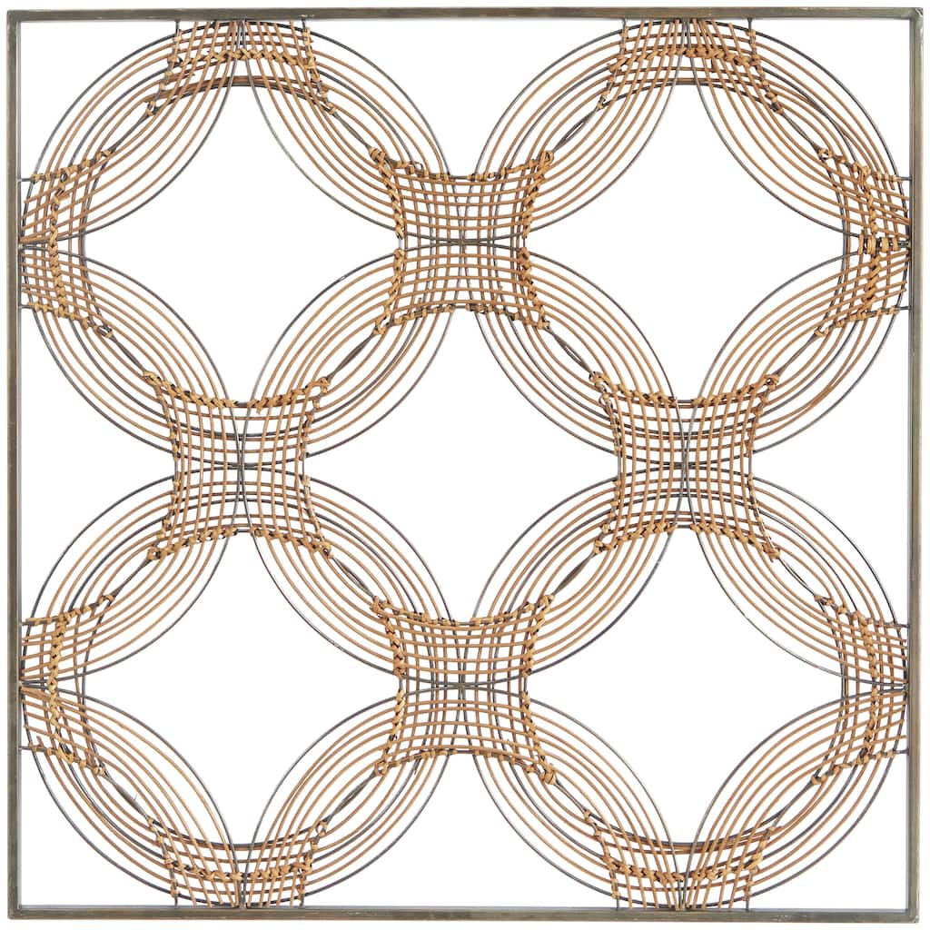 Metal Geometric Quatrefoil Wall Decor with Black Frame - Brown - Roche River Decor