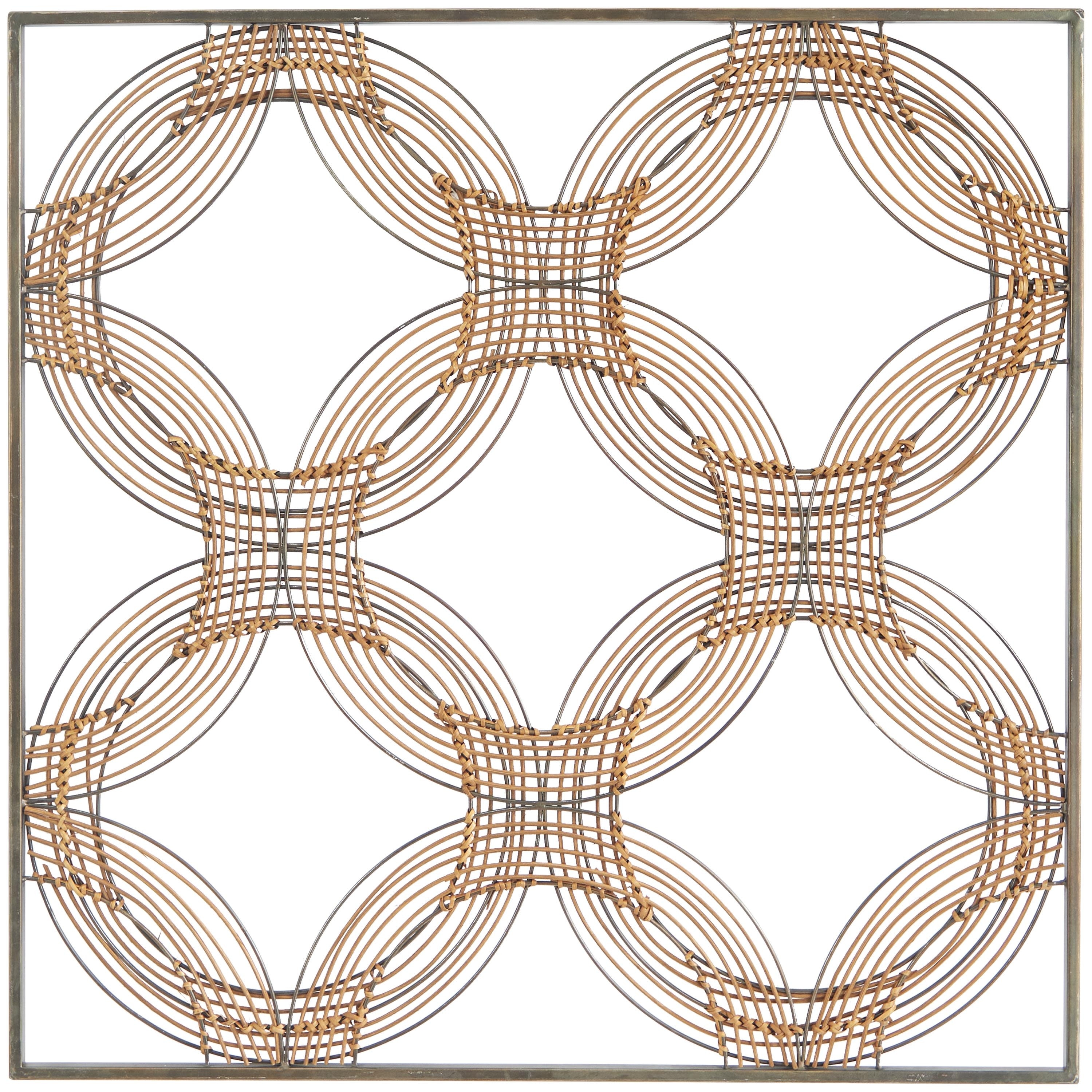 Metal Geometric Quatrefoil Wall Decor with Black Frame - Brown - Roche River Decor
