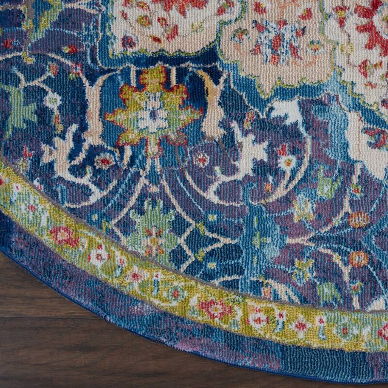 Power Loomed Distressed Geometric Traditional Non Skid Stain Resistant Area Rug - 48' X '48' X '0.5
